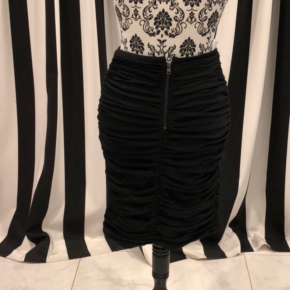 Black Rouching Pencil Skirt - Picture 2 of 4